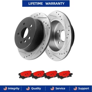 Rear DRILLED Brake Rotors Ceramic Pads for Lexus RX330 RX350 RX400h Highlander - Picture 1 of 13