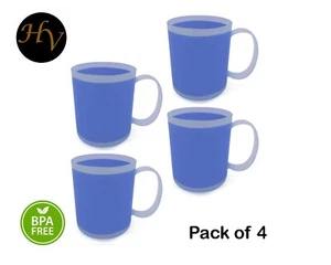 Reusable Colourful Premium Plastic Mugs Multi Purpose Set of 4 - Picture 1 of 12