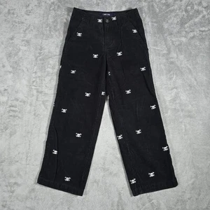 Cherokee Corduroy Pants Youth 10 Black   Embroidered Skull Cross Bones Holloween - Picture 1 of 7