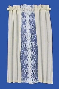 Dolls House Beige Curtains Drapes White Net on Rail Miniature Window Accessory - Photo 1 sur 8