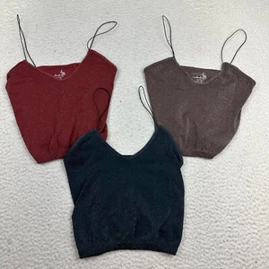 Free People Brami Tank Top Women M/L Metallic Skinny Strap Seamless Lot of 3 - Picture 1 of 14