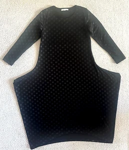 Bryn Walker Polka Dot Midi Dress Small Black Asymmetric Long Sleeve Jersey Knit - Imagen 1 de 17