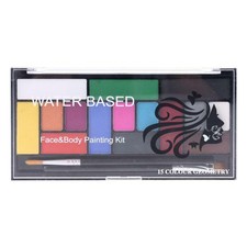 15 Colors Face Painting Body Makeup Non Toxic Safe Water Paint Brush Halloween