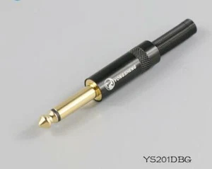 1x YS201D 6.3mm Mono Male Connector Gold Plated Mic Plug - Picture 1 of 2