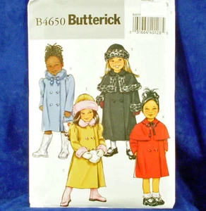 Abrigo para niña Butterick 4650 sombrero patrón de costura 4 looks 6-8 NUEVO - Imagen 1 de 1