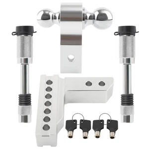 Receptor de montaje de bola doble 2" gancho de remolque de 2-5/16" 5000 lb peso de remolque con bloqueo - Imagen 1 de 12