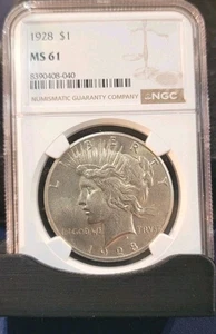 1928 PEACE DOLLAR NGC MS61 - Picture 1 of 2