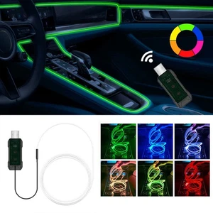 Car Interior Ambient Neon Light RGB USB Fiber Optic EL Wire Atmosphere Lamp - Picture 1 of 11