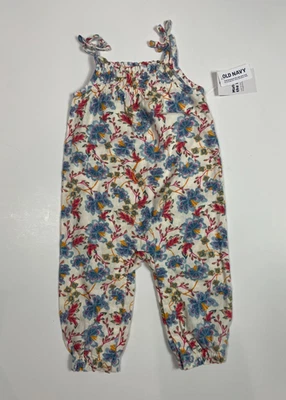 NEW Old Navy Baby Girls Floral Linen Blend Jumpsuit Size 12-18 Months - Image 1 of 4