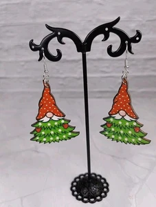 Christmas Gnome Earrings Drop/Dangly 5cm Green Red White BNWT - Picture 1 of 2