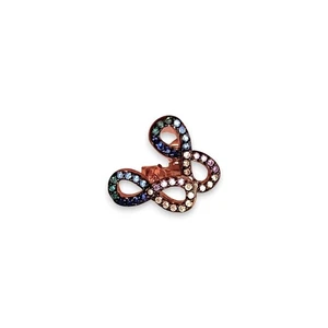 Orecchini Gioielli Argento Dorato Rosa Pavé Zirconi Colorati Infinito Arcobalen - Foto 1 di 2