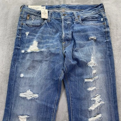 Abercrombie & Fitch Jeans Hombre’s 33x32 tiro bajo desgastado Denim Baxter Slim Boot Foto 1 de 4