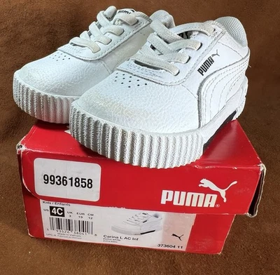 Puma Baby Kids Shoes  White, SIZE 4C, 373604 11, Used Little! - Image 1 of 4