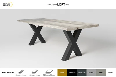 2x TISCHBEINE TISCHGESTELL TISCHKUFEN METALL STAHL TISCHFÜßE INDUSTRIAL TISCH XP - Bild 1 von 4