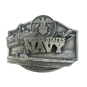 Vintage Neu in Verpackung Siskiyou 1987 United States Navy Metall Gürtelschnalle mit MFG Dokument - Bild 1 von 5