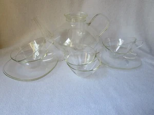 Schott&Gen Mainz Jenaér Glas Wagenfeld Design Teeservice 4 Tassen m UT Kanne M&Z - Picture 1 of 15