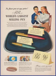 Vintage 1948 B B Ball Point Ink Pens Executive V.P. Pen Ephemera 40's Print Ad - Picture 1 of 1
