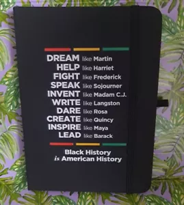 Faux Leather Journal 5" x 7" Notebook Black History Positive Quotes. New - Picture 1 of 3