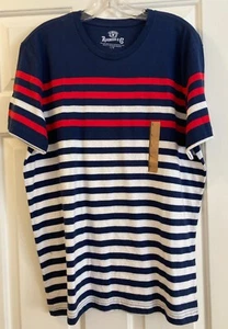 Men's Stripe Crew Cotton Blend Tee,  Roebuck & Co. - Size Large - New with tags - Picture 1 of 3