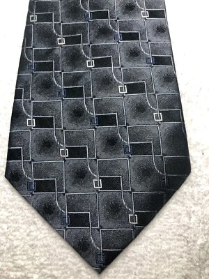 J FERRAR MENS TIE BLACK GRAY WHITE 4 X 59 - Image 1 of 4