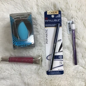 L'oreal 4 Pc Lot Infallible Blender Sponge, Lip Gloss, Purple Blue Eyeliner B12 - Picture 1 of 7