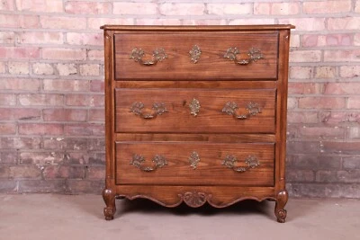 Baker Furniture French Provincial Louis XV Oak and Burl Wood Chest of Drawers - Image 1 of 4