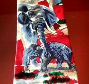 Fabio Milano Elephant Jungle Graphic Silk Men's Tie - Picture 1 of 4