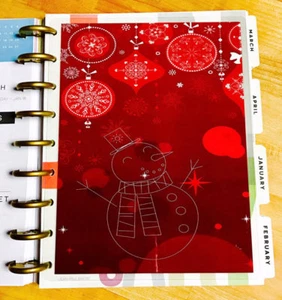 Red Sparkle Snowman Ornament Christmas Dashboard for use with HAPPY Planner - Picture 1 of 2