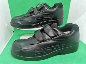 Apex Diabetic Adjustable Two Strap Leather Shoes Mens 11 M Black - Picture 1 of 19