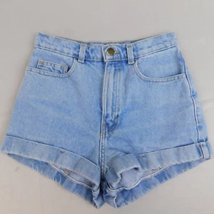 American Apparel Cuffed High Rise Jean Shorts - 26, Light Wash #7237 - Picture 1 of 7
