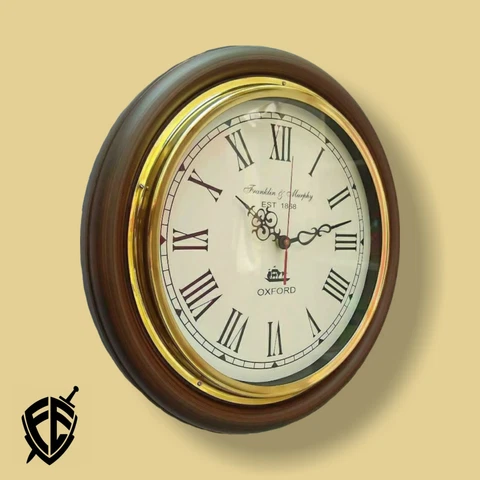 VINTAGE 16'' INCH WOODEN NAUTICAL CLOCK OXFORD STYLE WALL CLOCK DECOR Cover