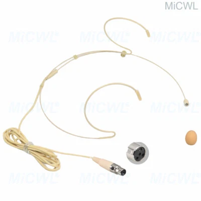 beige headset microphone for Shure wireless beltpack transmitter mini 4pin ULX6 - Image 1 of 4