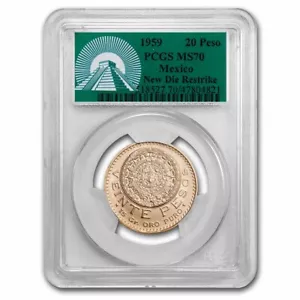 1959 Mexico Gold 20 Pesos MS-70 PCGS (Green Label New Dies) - Picture 1 of 3