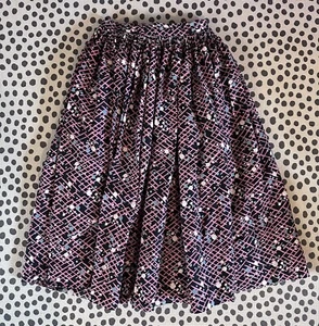 Vintage 1950’s Pleated Circle Skirt Pink Blue White On Black Ripped - Picture 1 of 9