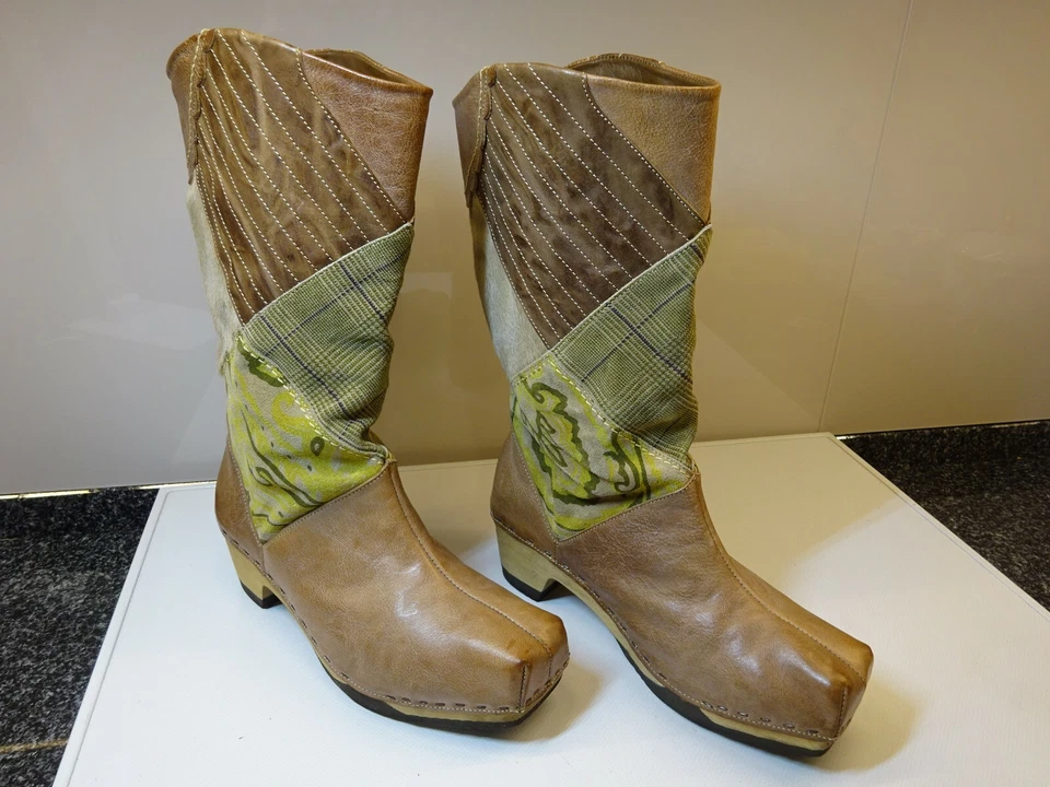 MADE IN ITALY SOFT CLOGS Damen Plateau Schuhe Stiefel Leder Gr.37 f.Neuw - Bild 1 von 4