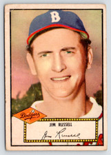 1952 Topps Card, #51 Jim Russell, Brooklyn Dodgers, see Video