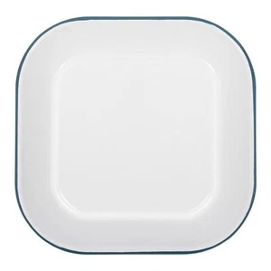 1x Green 24.5cm x 24.5cm Square White Enamel Baking Tray Oven Roasting Bakeware - Picture 1 of 7