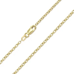 10K Yellow Gold Hollow Rolo Necklace Chain 2.0mm 18-26" - Cable Link Women Men - Picture 1 of 3