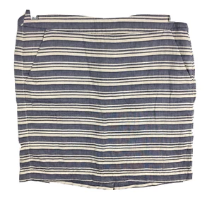 Tommy Hilfiger Skirt Womens Sz 6 Blue White Striped Chambray Mini Pencil Pockets - Picture 1 of 10