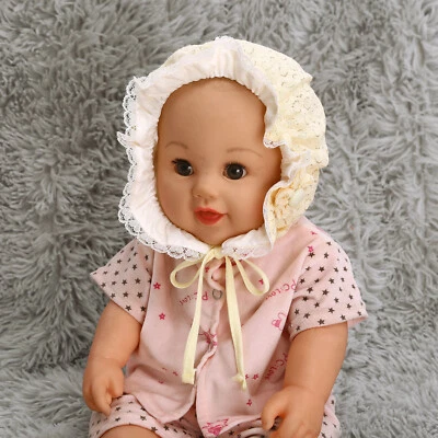 Bebé Niña-Gorro de Encaje Correa Autoatada Gorra de Bautizo Ojales Encaje Gorro Sombrero para el Sol Foto 1 de 4