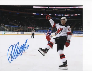 NEW JERSEY DEVILS YEGOR SHARANGOVICH SIGNED CELEBRATING 8X10 - Picture 1 of 1