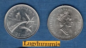 Canada 25 Cents 1992 Saskatchewan Batiments Mur Building behind Canada Confédéra - Foto 1 di 1