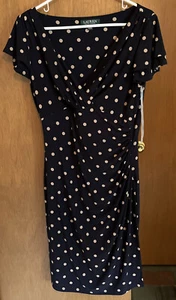 Ralph Lauren Womens Sleeveless V Neck Cocktail Dress Black & Tan EUC Sz 10 - Picture 1 of 4