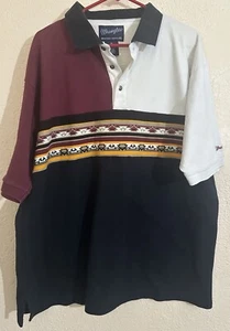 Vintage Wrangler Southwestern Aztec Print polo Shirt Size X-Large,90s Boho - Picture 1 of 9