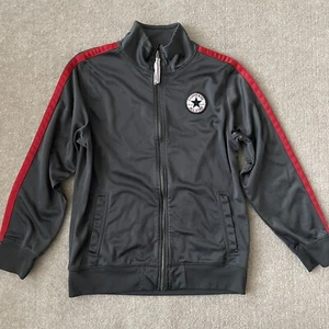 Chaqueta Converse Niños Grande Gris Rojo Mangas a Rayas Cremallera Completa Sudadera Abrigo - Imagen 1 de 10