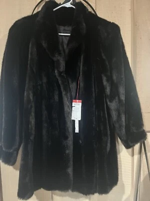 Abrigo para mujer Dubrowsky & Perlbinder Tissavel marrón/negro de piel sintética talla 10 ¡Nuevo! Foto 1 de 4