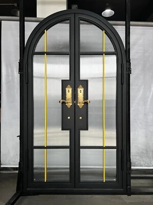 Puerta Doble Hierro 50” x 88” Vidrio Acanalado, Inswing Derecha Foto 1 de 2