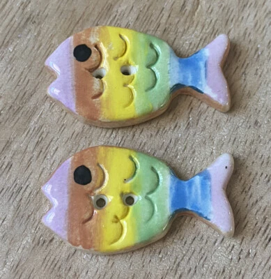 Handmade Ceramic Fish Buttons  - Image 1 of 4