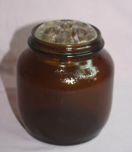 Rare / Vintage BROWN JAR - PINT  WITH A FLOWER FROG STUCK INSIDE IT 1911 - Bild 1 von 4