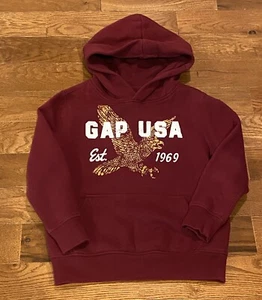 GAP Kids Size Small S 6-7 Logo Hoodie Sweatshirt Burgundy Red Eagle Graphic - Picture 1 of 3